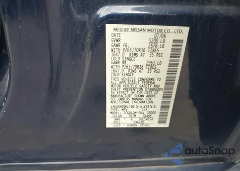 2006 Nissan Xterra X from USA, damaged, VIN 5N1AN08U76C553051